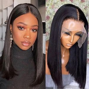[Hot Item] Top Quality Straight Brazilian Remy Human Hair Lace Front Short Bob Wig