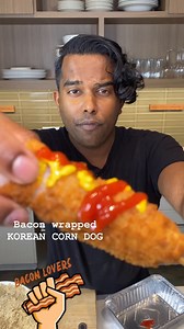 Bacon lovers listen up 📣 Give this Bacon Wrapped Korean Corn "Dog" a try and let us know what you think! Super easy, and a yummy treat to fulfill your cravings. 😋 Not exactly corn, and maybe no "dog" but still delicious, and we love it. Bacon Wrapped Korean Corn "Dogs" Ingredients • 8-10 low-moisture mozzarella sticks • Regular-cut bacon • 1 cup flour (sifted) • 2 cups Panko breadcrumbs (plain) • 3oz milk • 1 egg • 1/2 tsp baking powder • 1/2 cup granulated sugar • 1” fry oil (1qt) • Bamboo sk