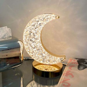 [Hot Item] Lámparas de mesa LED portátiles nórdicas de geometría de luna y estrella, lámparas de mesa de metal LED USB, lámparas decorativas pequeñas y sin cable para el hogar y dormitorio, luz de mesa nocturna