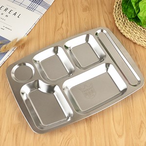 [Hot Item] Kitchenware Stainless Steel Tray/Lunch Box Set/Food Plate for Student