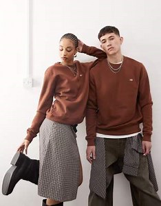 Dickies Oakport small logo sweatshirt in cappuccino brown | ASOS