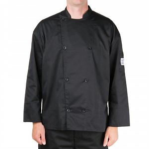 Chef Revival Silver J200 Unisex Black Customizable Performance Long Sleeve Chef Jacket with Mesh Back - L