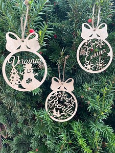 Wooden Personalized Bow Ornament, Bow Ornament - Etsy Australia