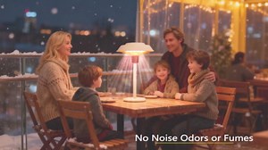 Electric Patio Outdoor Heater, 1500W Infrared Tabletop Heaters for Indoor Oudoor Use, IP55 Waterproof, Tip-over & Overheating Protection, Perfect for Garden, Balcony (light grey, tabletop-pull string)