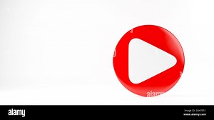 Red play button video icon social media sign player symbol logo on white background for website design and mobile app development, 3D rendering illust Stock Photo - Alamy