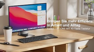 Inateck Kabellose Tastatur,KI-Funktion Bluetooth Tastatur mit 3 Bluetooth Kanälen,Deutsches QWERTZ Layout,Leise Tasten, Kompatibel mit iPadOS Android, Windows,KB06007