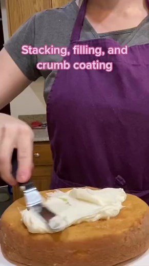 🎂 stacking, filling, and crumb coating🎂 #raspberry #weddingcake #layercake #learnontiktok #buttercream #cakes #desserttiktok #KeepItRealMeals | Off The Menu