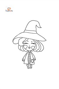 Coloriage Fille en costume de sorcière ♥ En ligne ou imprimer