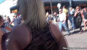 fun at bike week, busty blonde milf masturbates