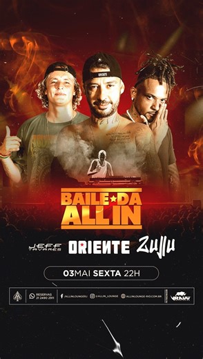 Salve família! Amanhã (sexta) tem show na Barra da Tijuca, no All In Lounge a partir das 22h. 🔥 LISTA AMIGA R$20 ATÉ 00H pelo link https://www.allinlounge-rio.com.br/programacao 📍 All In Lounge (Av. Armando Lombardi, 483) 📱 Reservas Whatsapp (21) 2490-2911 | Oriente