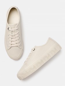 Buy Tommy Hilfiger Women Off White Textured Leather Regular Sneakers - - Footwear for Women