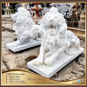 [Hot Item] Large Outdoor Marble Stone Lion White Marble Statue Sculpture