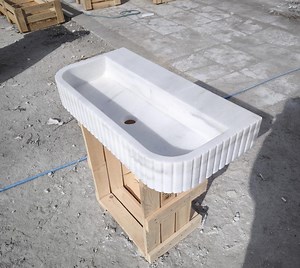 White Carrara Marble Wall Mounted Sink: Natural Stone Washbasin - Etsy