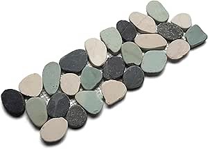 CNK Tile Sliced Bali Turtle Pebble Tile Border - 4" x 12" Unpolished Natural Stone Mosaic for Bathroom Kitchen Backsplash Shower Floor & Wall Decor - Durable Eco-Friendly Easy Installation - Pack of 1