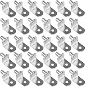 50Pieces Bracket Style Cabinet Shelf Support Pegs - Clips for Kitchen & Bookcase - Polished Nickel Steel Shelf Support Pegs