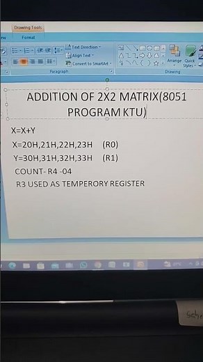 8051 program addition 2x2 matrix