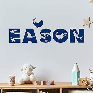 Custom Shark Wall Name Decal, Ocean Theme Nursery, Ocean Room Decor, Under Water Boys & Girls Wall Decor