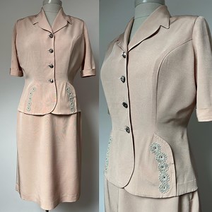 1940s Faille Suit, 1940s Summer Skirt Suit, B38”, B40” - Etsy UK