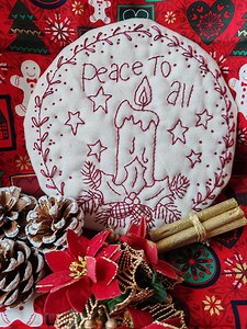 Peace to All Candlemat, Stitchery, Redwork, Hand Embroidery PDF Pattern - Etsy