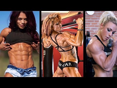 Muscle Girls flexing sculpted Abs, Legs & Biceps 💪 FBB showing huge Muscles. Workout Motivation