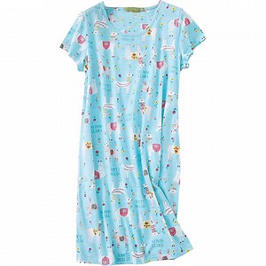 Tisoloow Cotton Nightgowns for Women Short Sleeve Sleep Shirts Casual Print Night Gowns for Adult Women Sleep Dress Blue Medium - Walmart.com