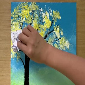 Yellow Acrylic Painting / Crumpled Paper Technique | Painting