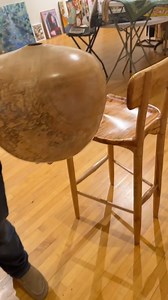 Handcrafted by Keegan Watson explaining his vase and sculpted stool Wilkes Art Gallery . So many great worksof art in all media here. Wilkes NC Tourism Blue Ridge National Heritage Area #blueridgecrafttrails DK Communications Group Janet Balcom Consulting | Cookin' Cuttin' Up and Ceepin' it Real