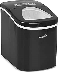 Ivation Portable Ice Maker w/Easy-Touch Buttons for Digital Operation - 2 Selectable Cube Sizes - Yield Up To 26.5 Pounds of Ice Daily,Black