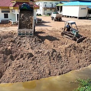 18K views · 134 reactions | Perfectly Dump Truck Overloading PROJECT! Quickly Pouring Soils to Delete Deep Pond by Dozer Pushing | BulldozeR PoweR | Facebook