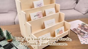 UCEC 4-Tier Wooden Greeting Card Display Stand, Greeting Card Holder for Postcard Display & Vendor Display, Photos, Retail Stores, Craft Fairs & Home Use