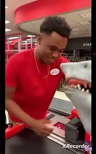 Shark puppet goes target backwards