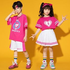 [Hot Item] Kids' Cheerleading Costumes Girls' Jazz Dance Ensembles Student Cheerleading Summer Competition Uniforms Kindergarten Class Uniforms