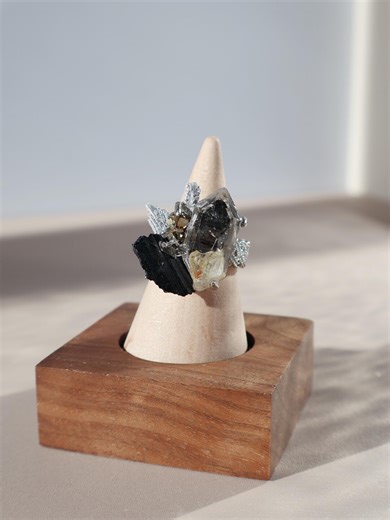 Herkimer Diamond Ring, Black Tourmaline & Pyrite Ring, Magnesium Crystal,handmade Raw Gemstone Adjustable Ring, Unique Jewelry Gift for Her - Etsy