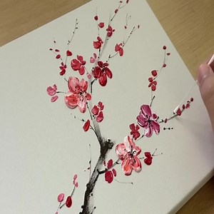 Painting Plum Blossoms with a Spoon / Acrylic Painting | Painting