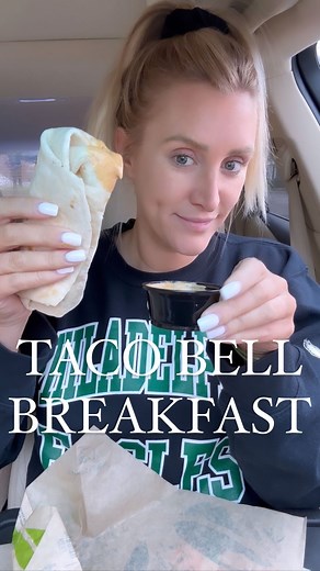 119K views · 13 reactions | ✨ TACO BELL BREAKFAST ✨ A ton of you said @TacoBell #breakfastburrito was one of your favorites so I got the cheesy breakfast burrito with sausage, add jalapeños. It was pretty good for $3, could have been filled more, but not my favorite one!! Pro tip: get quesadilla sauce on the side. You’re welcome!! #blondeswhoeat | Blondes Who Eat | Facebook