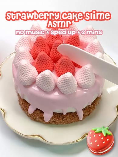 Pink Strawberry Cake Slime ASMR Experience