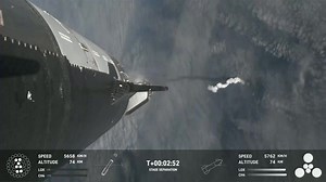 Starship’s Raptor engines have ignited during hot-staging separation. Super Heavy is executing the flip maneuver | SpaceX