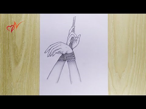 Hands tied with rope pencil sketch drawing || Easy drawing with pencil - Step by step