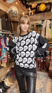 Check out this fantastic vintage Almost Adult skull sweater from the 70s. 🔥 If you look closely at the skull pattern you quickly see one that stands out from the others. There’s one in the pattern that is a cartoon of Rick Nielsen from Cheap Trick! Available on our website or in-store now #cheaptrick #ricknielsen #vintagesweater #vintageouterwear #vintageaesthetic #retroaesthetic #winteroutfitideas #almostadult | Black Shag Vintage