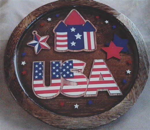 Wood and Resin USA Circle Sign/decor - Etsy