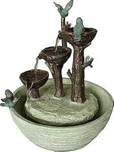 Hi-Line Gift Ltd. Birds Playing Fountain Indoor for Tabletop Décor, Multicolor