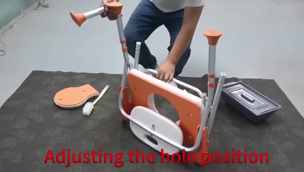 Fifth Gear 4 in 1 Folding Shower Chair with Arms and Back, Heavy Duty Bath Chair with Removable Commode, Adjustable Height Orange