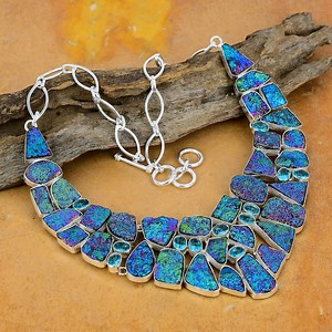 Handmade Blue Titanium Druzy & Topaz 925 Sterling Silver Necklace - Etsy