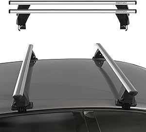 OMAC Roof Rack Cross Bars for Subaru Outback 2015-2019 Lockable 110Lbs Aluminium Silver 2Pcs fits Cargo Carriers Kayak Canoe Bike Snowboard