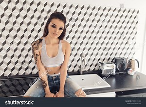 Young Hot Girl Home Alone Kitchen Stock Photo 1280139409 | Shutterstock