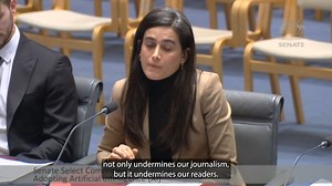 Journalist and MEAA National Media Section delegate Tawar Razaghi was one of the #MEAAmedia members giving evidence to the Senate Select Committee on Adopting Artificial Intelligence today - outlining the dangers unregulated AI poses to journalistic integrity. | MEAA | Facebook