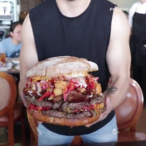 This GINORMOUS & MASSIVE burger is called Belly of the BEAST! 😯😱🍔 | Foodbeast