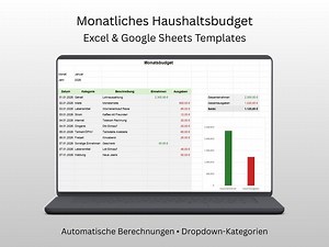 Monthly Budget Template – Excel & Google Sheets – Digital Household Budget Template - Etsy