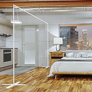 Room/Dividers/Now End2End Divider Stand - Medium - 7ft 6in to 12ft Wide, White | Freestanding Room Divider for Room Separation | Portable Curtain Stand