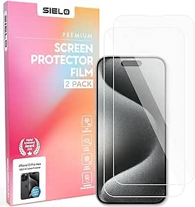SIELO [2PACK Ultra HD Clear Screen Protector for iPhone 15 Promax [Anti-Fingerprint, Gaming-Grade Precision, Excellent Touch, Full Coverage, 9H Hardness, Anti Scratch]